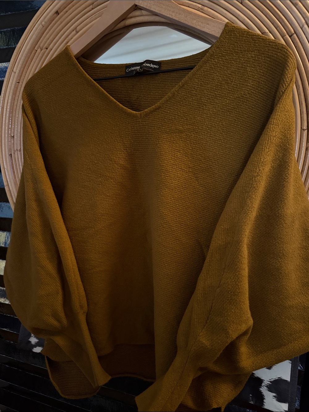 Catherine Malandrino V-Neck Sweater in Mustard